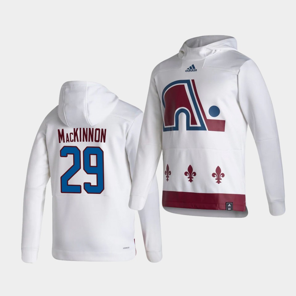 Men Colorado Avalanche #29 Mackinnon White NHL 2021 Adidas Pullover Hoodie Jersey->colorado avalanche->NHL Jersey